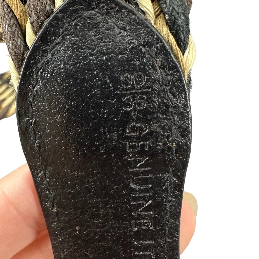 Fossil braided‎ belt brass buckle leather trim